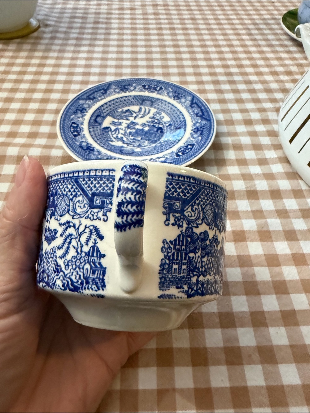Blue Willow Porcelain Teacup & Saucer - Blue Pattern - Picture 3 of 10